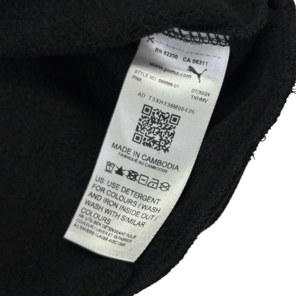 Puma Logo Hoodie Black Pullover‎ Sweatshirt XXL Big Logo Pocket Athletic